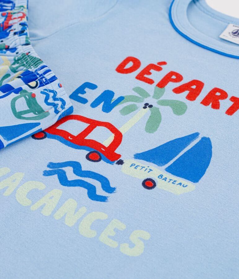 A0FDD01Z1 PETIT BATEAU PIDŽAMA KRATKA AUTOMOBILI