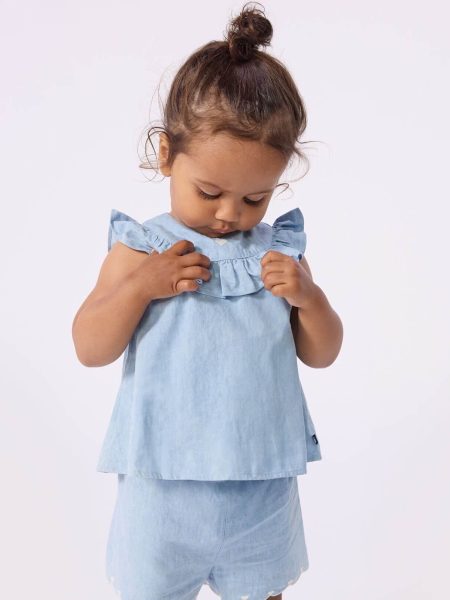 BLUZICA S VOLANIMA DENIM